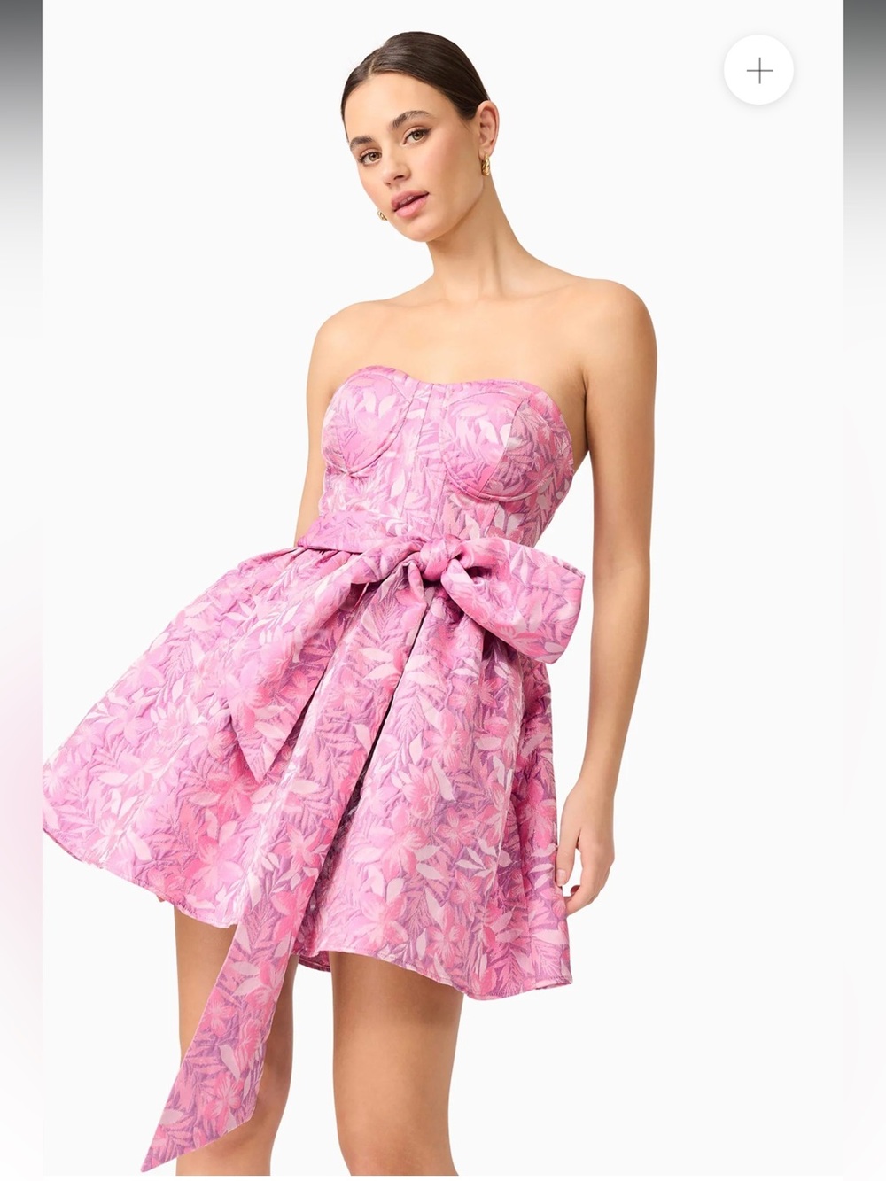 elliatt nadeen pink & purple floral print strapless corset mini dress small NEW